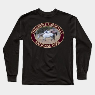 Wild Horses at Theodore Roosevelt National Park in Medora, North Dakota Long Sleeve T-Shirt